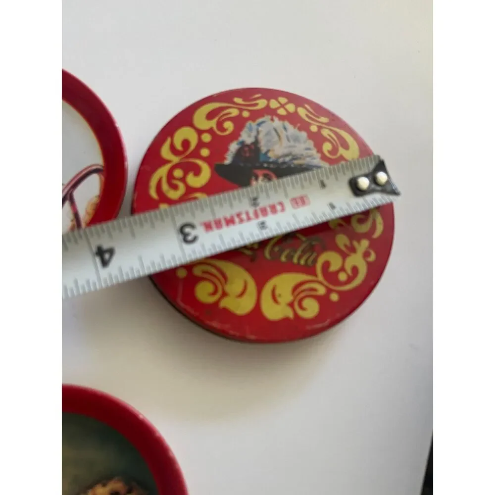 1993 Coca Cola Coasters Metal 3.5 Inch Tin Retro Drink Coke Vintage Lot of 6 Red